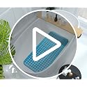 Non-Slip Bathtub Mat with Suction Cups and Drain Holes, 35x16 Inch