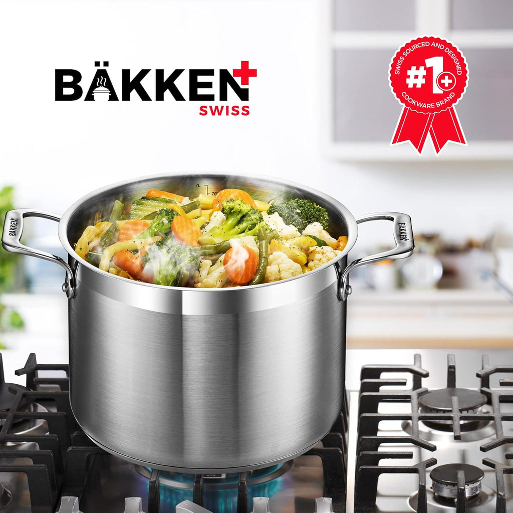 Stainless Steel Stockpot by [Brand Name] - 16 Quart Capacity, Durable 18/8 Steel, Even Heating, Oven Safe Up to 500°F
