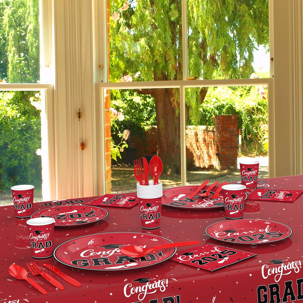 Graduation Party Decorations Class of 2025: Disposable Dinnerware Set for 25 Guests