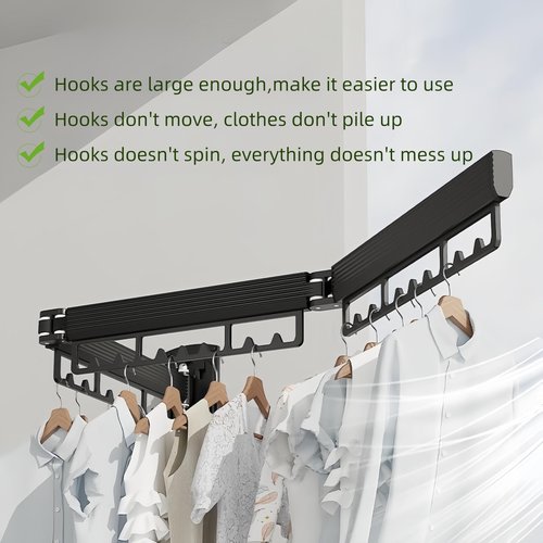 Puixieom Mounted Wall Drying Rack, Laundry Hanger Dryer Rack, Laundry Hanger Rack, Wall Mounted Clothes Rack, Laundry Room Hanging Rack(Foldable/High-Bearing/Never Fall Off/Third Generation/Grey)