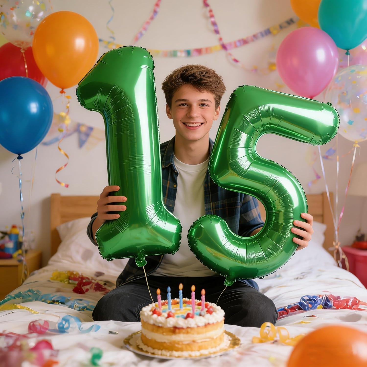 Skiennix 40-Inch Dark Green Number 15 Balloons | Perfect for 15th Birthday & Anniversary Celebrations