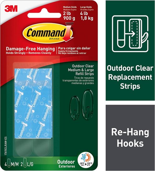 Command Outdoor Mounting Strips - 4 Medium & 2 Large Clear for Strong Adhesion