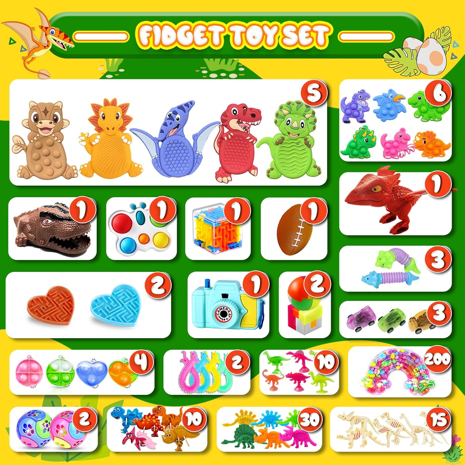 Skiennix Dinosaur Sensory Fidget Toys - 1000 PCS Bulk Party Favors for Kids | Perfect for Prizes & Easter Egg Fillers