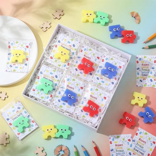 Hollowfly Autism Awareness Fidget Puzzle Stress Balls - 24 Sets with Inspirational Cards for Relief