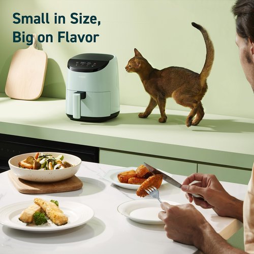 COSORI Small Air Fryer Oven 2.1 Qt, 4-in-1 Mini Airfryer, Bake, Roast, Reheat, Space-saving & Low-noise, Nonstick & Air Fryer Liners, 100 PCS Square Disposable Paper Liners, Non-Stick