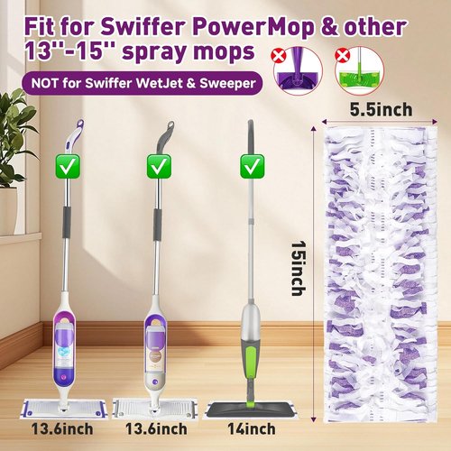 Funtin Power Mop Pads - Unscented Disposable Refills for Swiffer PowerMop | Thickened Multi-Surface Cleaning (40 Pack)