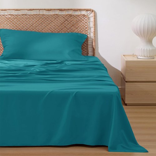 Bedsure Cooling Twin XL Sheets - Breathable Rayon from Bamboo | Soft, Deep Pocket Up to 16 Inches, Turquoise