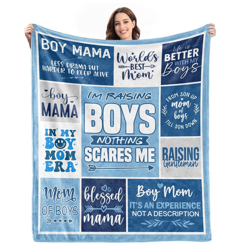 Boy Mom Gifts from Son - Mothers Day Mom Gifts for Birthday Valentines Day Christmas - Mothers Gift Ideas - World Best Mama Gift from Son - 60"x50" Soft Flannel Blanket Present for Mama