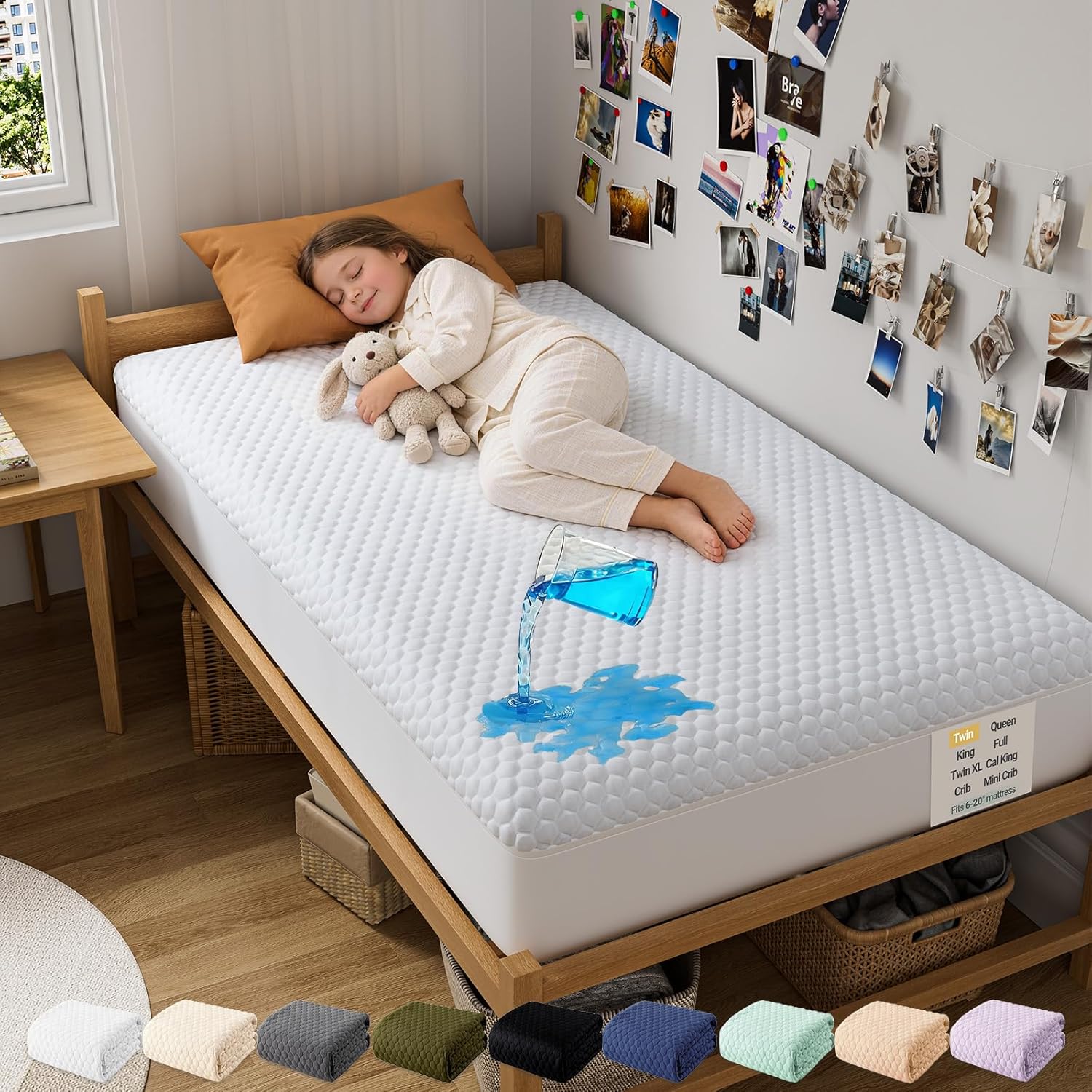 OhGeni 100% Waterproof Twin Size Mattress Protector - Soft, Breathable & Noiseless Bed Cover for Kids