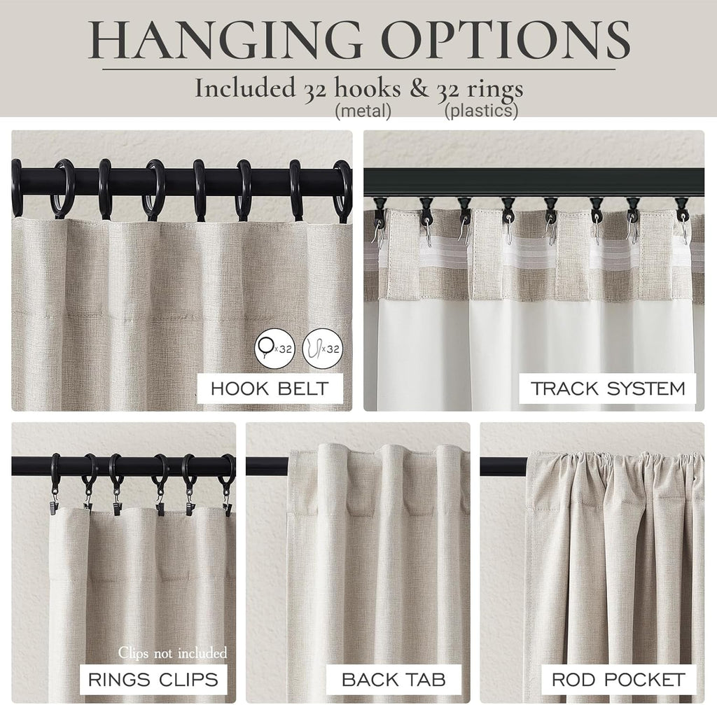 Skiennix 100% Blackout Curtains - 84-Inch Length, Thermal Insulated, Natural Ivory | 2 Panels Set for Bedroom & Living Room