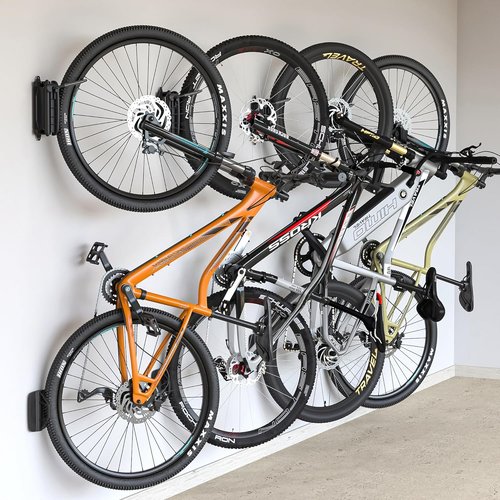 monTEK Swivel Bike Wall Mount - Space-Saving Vertical Bike Rack | 4 Pack Sturdy Garage Hangers, Holds 66 lbs