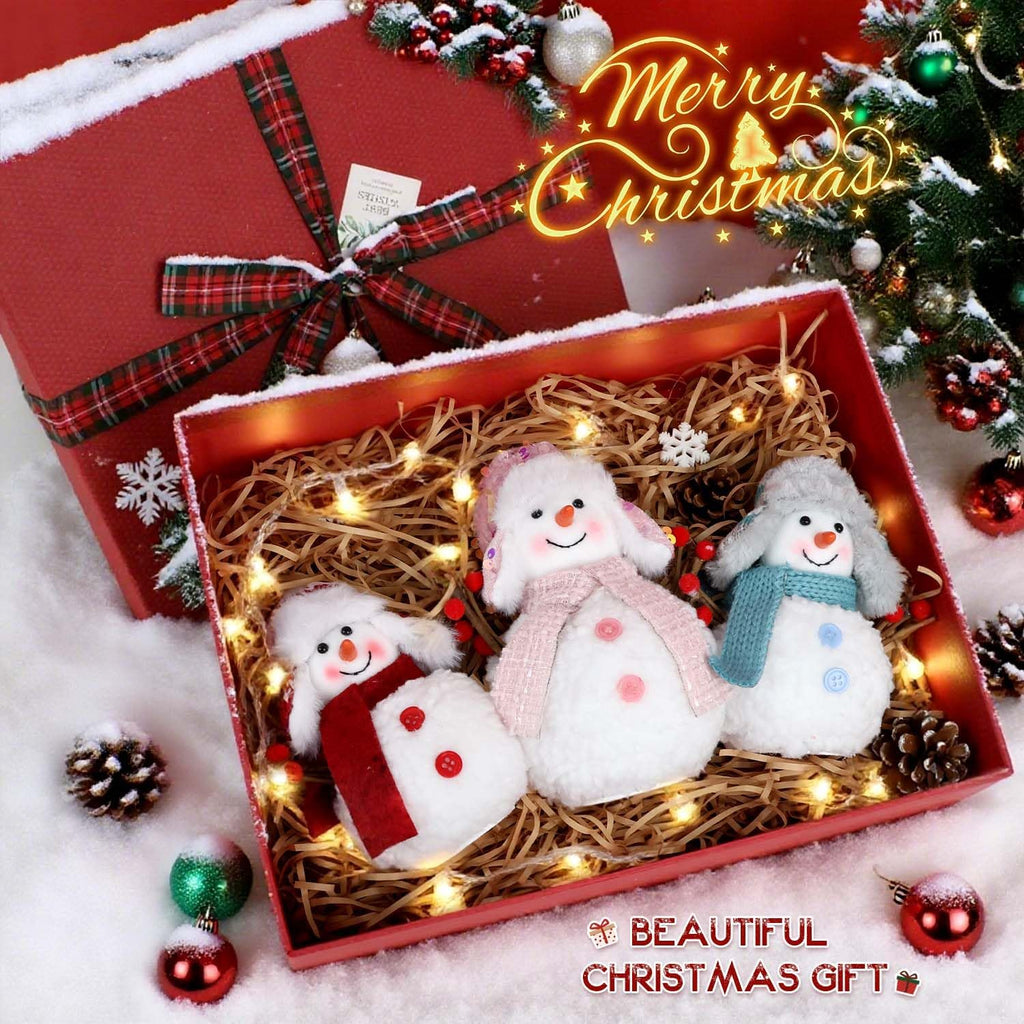 Skiennix Christmas Snowmen Plush Decorations - Set of 3 Collectible Figurines for Festive Home Decor