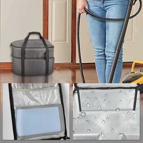 Steadtep Bag for Wagner Spraytech 0282014 915e Portable Steam Cleaner, Foldable Handheld Steamer Storage Case Container for 18 Accessories Cleaning Brushes, Wallpaper Steam Plate with Pockets-Bag Only