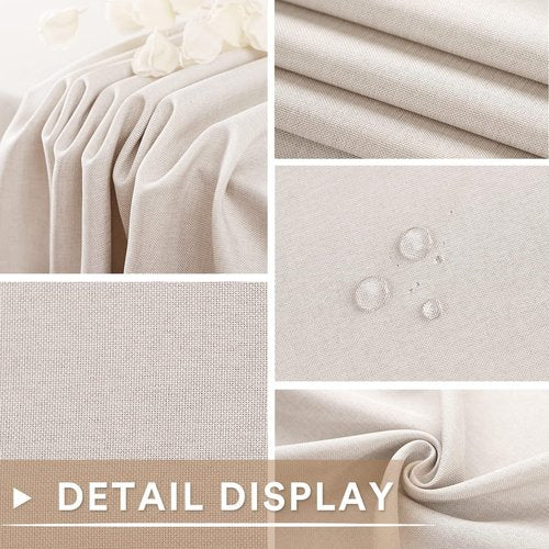 MikiUp Faux Linen Tablecloth - Slubby Textured Weaves Table Cloth for Rectangle Tables, Wrinkle Free Washable Fabric Table Cover for Dining, Farmhouse Outside, Natural 60 x 120 Inch