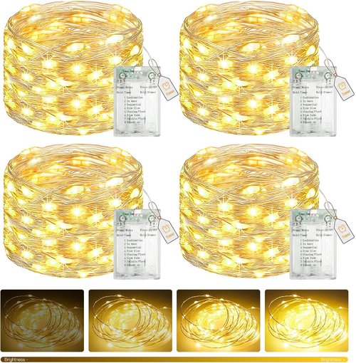Btfarm Fairy Lights - 50 LED Battery Operated Twinkle String Lights | 16FT Waterproof with Timer & 8 Modes - Warm White