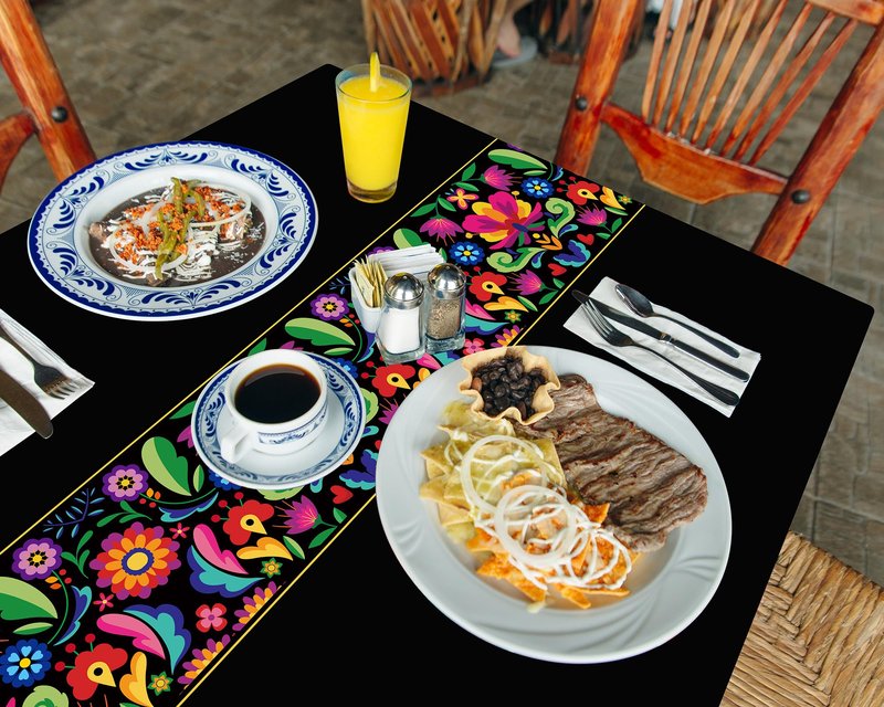 Oudain Mexican Fiesta Tablecloth 108 x 54 Inch Cinco De Mayo Plastic Table Runners Waterproof Disposable Table Cover for Taco Night Festive Mexican Fiesta Wedding Party Decoration(Black,3 Pcs)