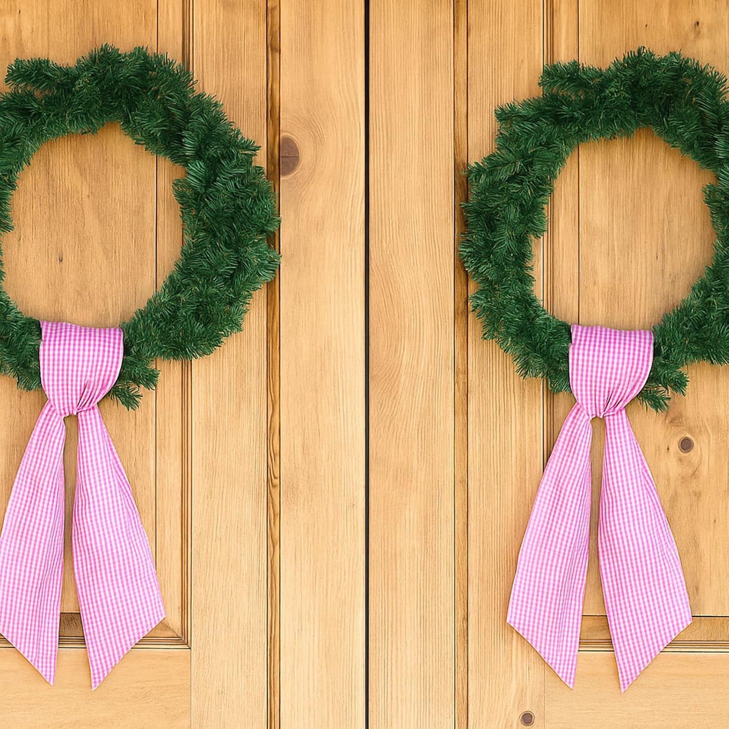 Regine Switzerland Pink White Gingham Wreath Sash - 5.12" Wide x 54.33" for Baby Shower & Spring Decor