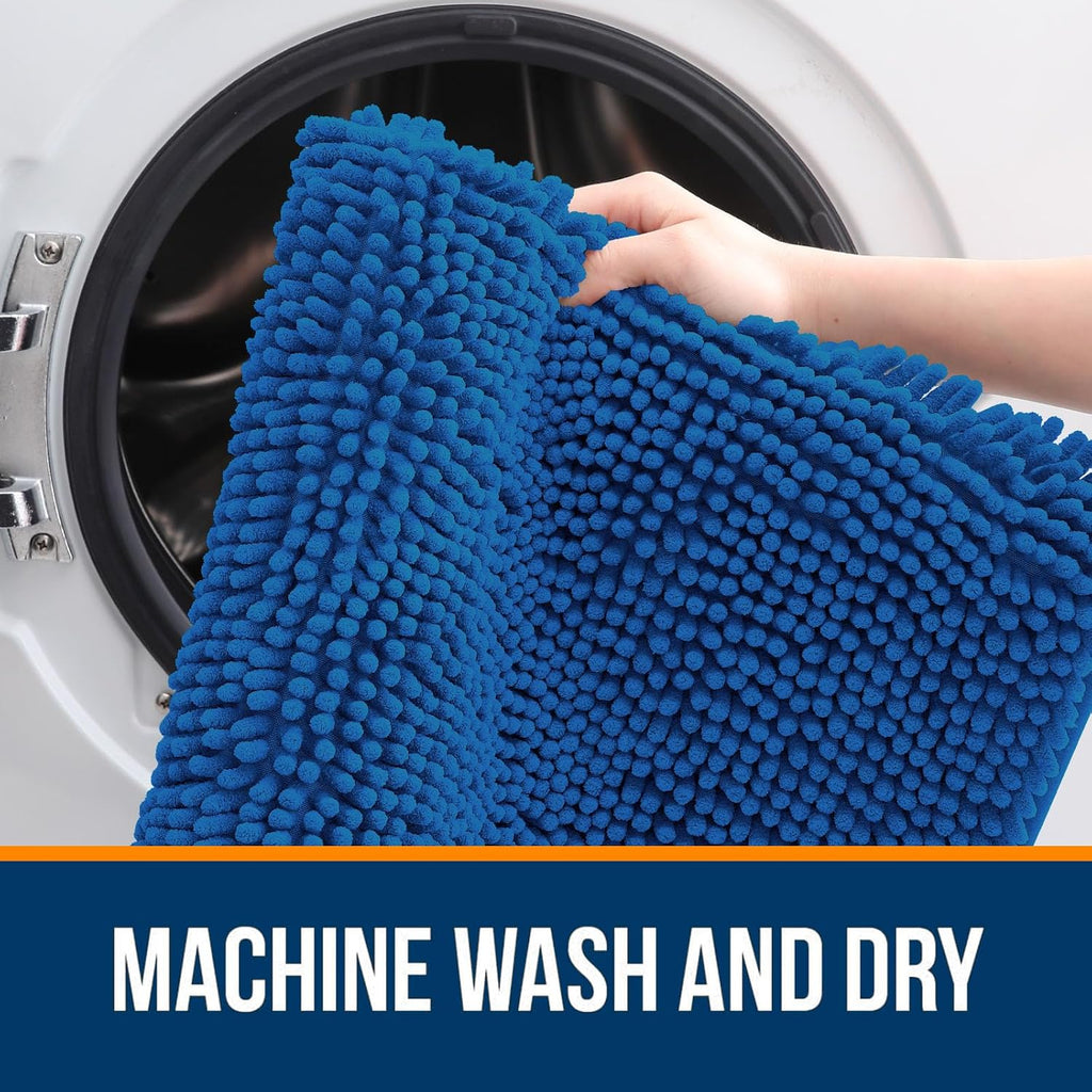 OLANLY Bathroom Rugs - Extra Soft Absorbent Chenille Mats | Quick Dry, Machine Washable, 36x24, Deep Navy Blue