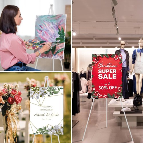 ARTASY 63" Portable Easel Stand - Perfect for Wedding Signs & Posters | Supports 5 lbs - White 1/Pack