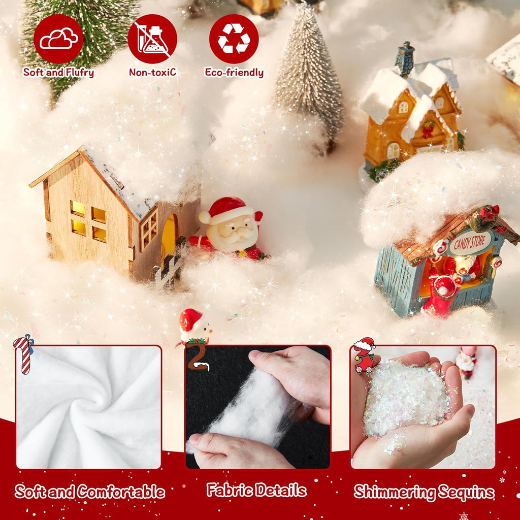Skiennix Christmas Fake Snow - Soft Fluffy Snowflakes for Winter Wonderland | 3-Piece Set