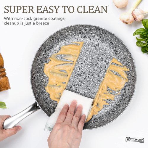 MICHELANGELO Frying Pans Set with 100% APEO & PFOA-Free Stone Non Stick Coating, Granite Skillet Set, Nonstick Skillets 3 Pcs,8/9.5/11 inch