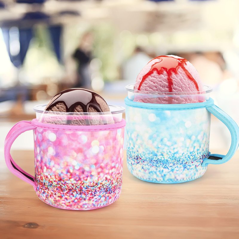 4Pack Reusable Ice Cream Sleeves with Handle, Neoprene Insulated Sleeves for Ninja Creami Pints, Talenti Ice Cream Pints, Frozen Desserts (Solid Color)