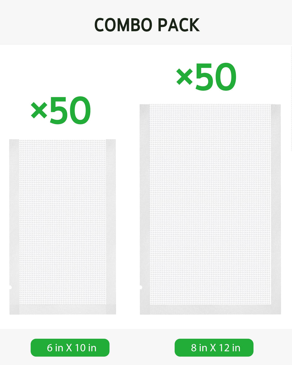 Syntus Vacuum Sealer Bags, 100 Quart 8" x 12" and Pint 6" x 10" Commercial Grade PreCut Bag, BPA Free Food Vac Bags for Storage, Meal Prep or Sous Vide