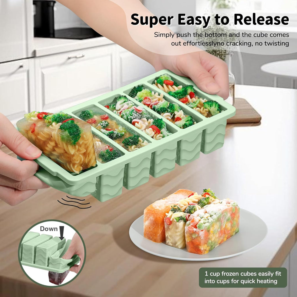 Skiennix Silicone Freezer Trays - 2-Pack Large & Small Soup Container Molds | Oven & Dishwasher Safe