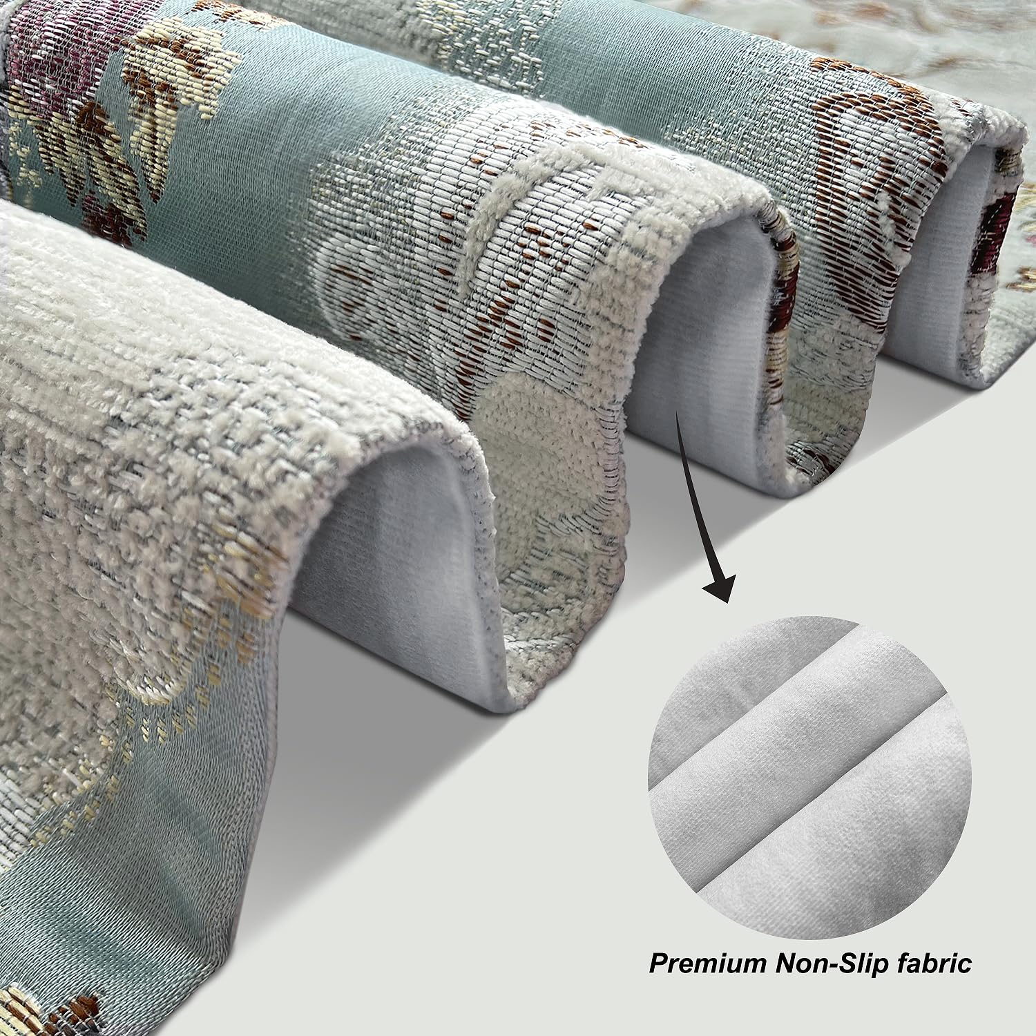 HeMiaor Luxurious Table Runners 98 inches Chenille Jacquard Fabric with Exquisite Hanging Ear Tassels Decoration for Wedding Decor Light Blue