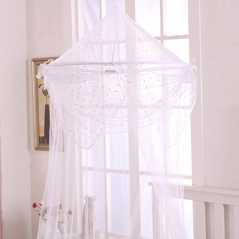 Cotton Loft Fantasy Kids 5008749 Raisinette Collapsible Round Hoop Sheer Mosquito Netting Girls Bed Canopy, White, One Size