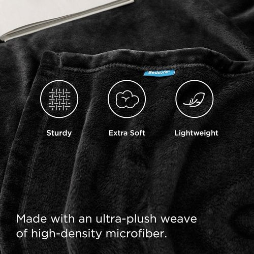 Bedsure GentleSoft Fleece Bed Blanket - Oversized Cozy Microfiber in Black, 120x120 Inches for Ultimate Comfort