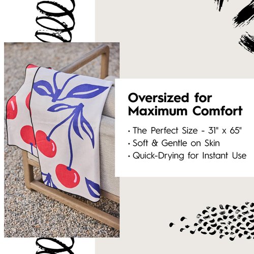GEOMETRY Micro-Loop Beach Towel – Spring & Summer Collection – Quick-Dry, Sand-Resistant, Ultra-Absorbent Compact Towel for Beach & Travel (Cherry Slush)