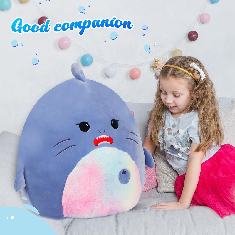 Mushymallow 20-Inch Shark Plush Pillow Cute Plush Toy Jumbo Stuffed Shark Soft Stuffed Animal Birthday for Kids