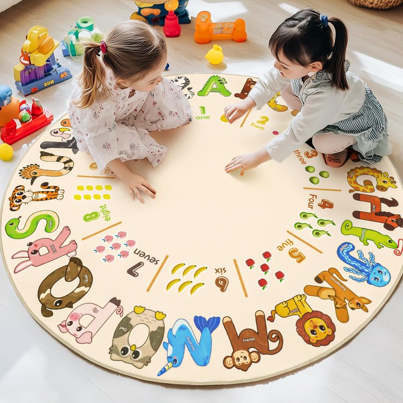 Bolacrom Kids Rugs for Playroom Educational Rug for Learn The ABC Alphabet, Soft Machine Washable Non-Slip Cute Carpet for Classroom Toddler Nursery Kids Room Decor Mat