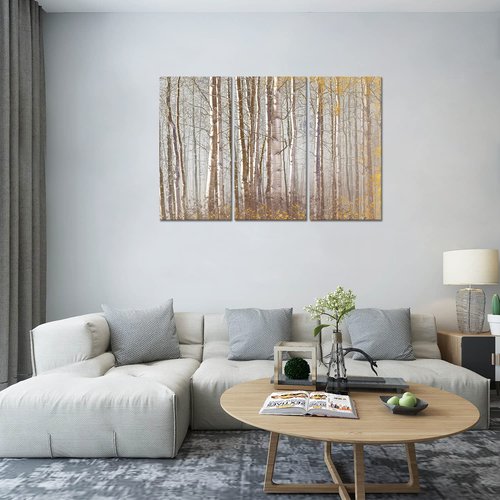 Birch Tree Wall Art,Aspen Tree Canvas Print Brown Forest Nature Scenery Wall Art Landscape Picture for Living Room Bedroom Wall Painting Decoration Modern Artwork