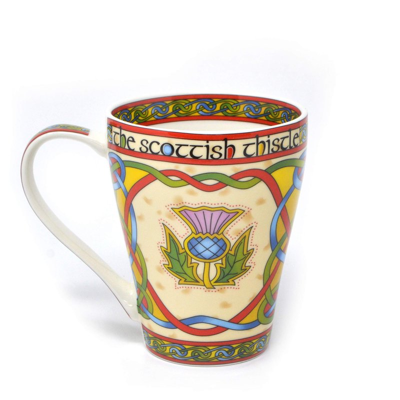 Royal Tara Scottish Thistle Tea Set Gift - Bone China Mug, Breakfast Tea, and Teabag Holder