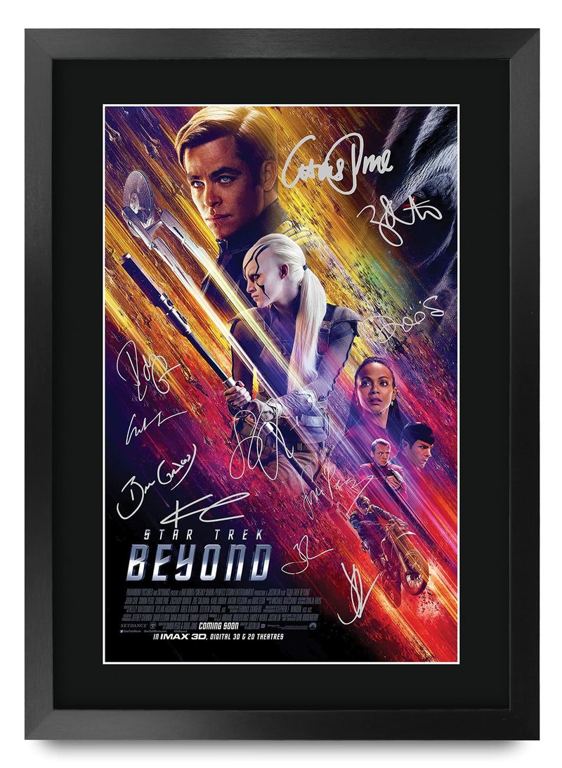 HWC Trading Star Trek Beyond The Cast 16 x 12 inch Framed Gifts Printed Poster Signed Autograph Picture for Movie Memorabilia Fans - 16" x 12" Framed
