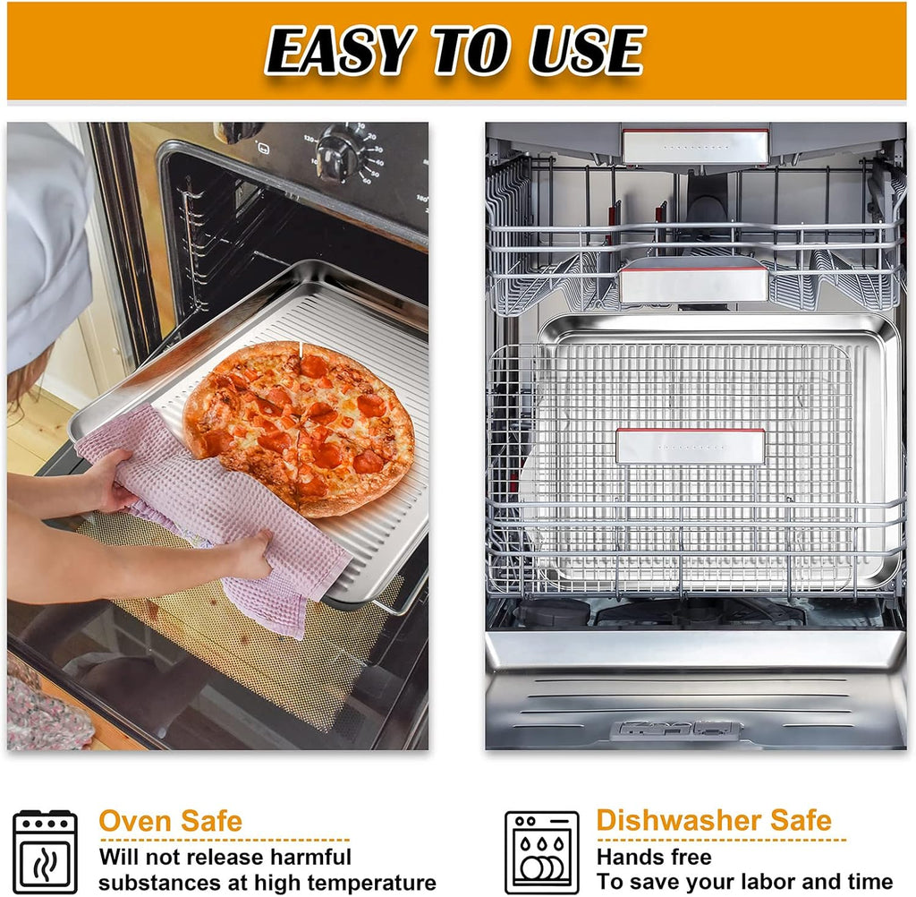 P&P CHEF Stainless Steel Baking Oven Pan - Versatile Cooking Sheet with Wire Rack | 17.5 x 13 x 1 Inch