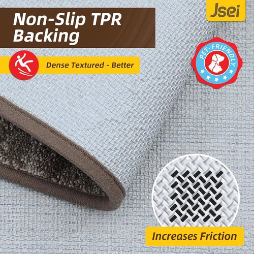 JSEI Dirt Trapper Door Mat - Non-Slip, Washable Entryway Mat | 24"x36" | Absorbent Brown for Wet Shoes & Paws