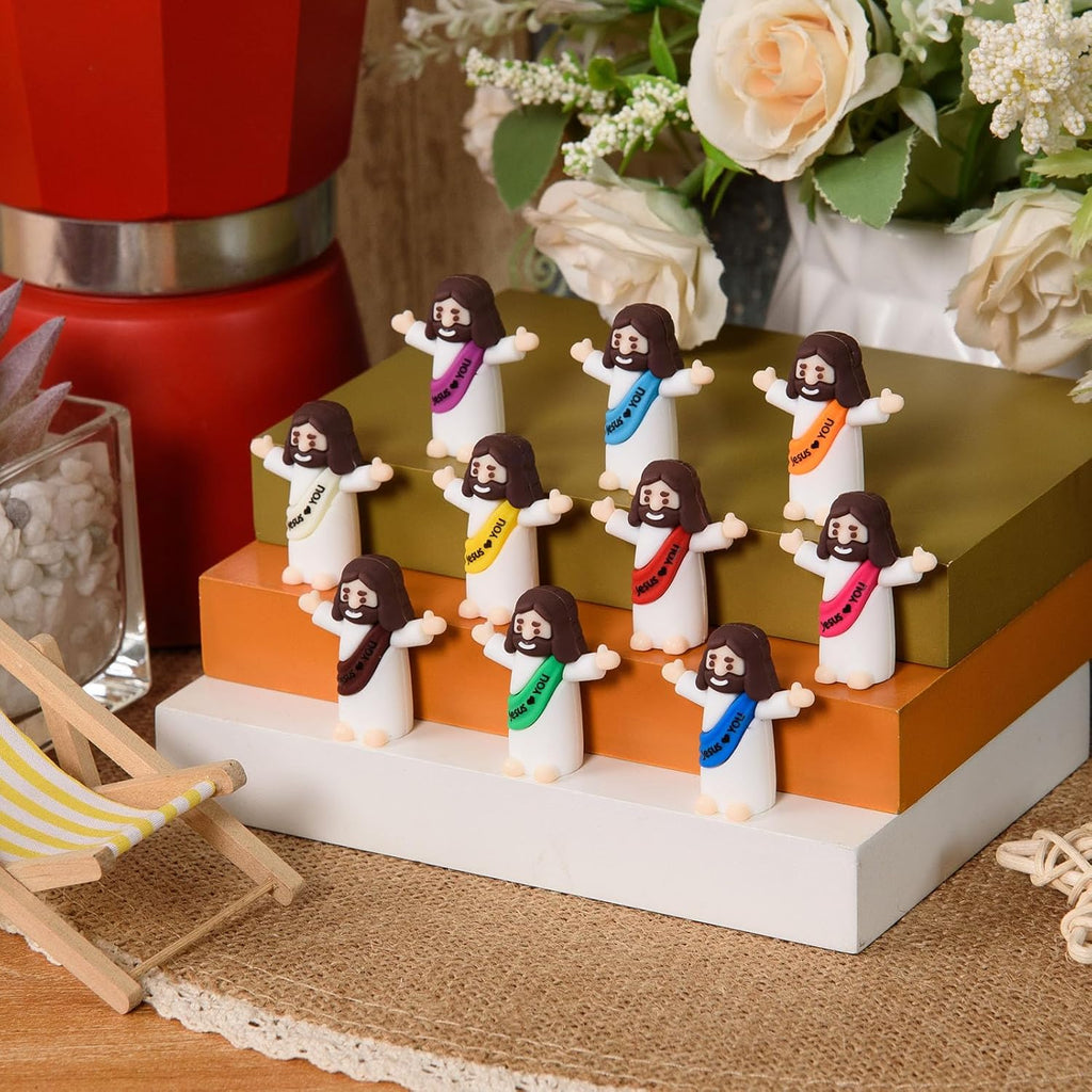 Skiennix Mini Jesus Figures - 50 Pcs Tiny Christ Figurines for Easter Egg Stuffers | Multicolor