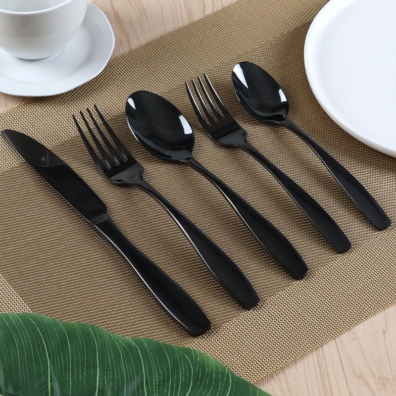 Wekioger Matte Black Stainless Steel Flatware 80 Pieces, Table Dinner Silverware Set for 16