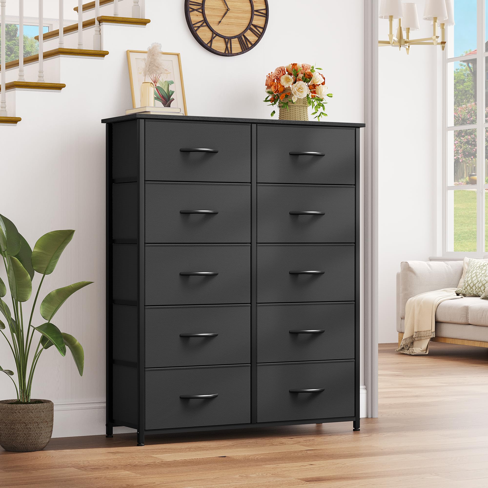 YITAHOME 10 Drawers Dresser, Fabric Storage Tower, Organizer Unit for Bedroom, Living Room, Hallway, Closets