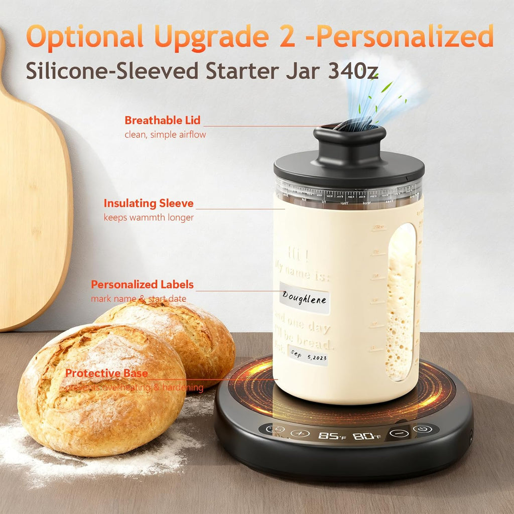 SourKeeper 2-in-1 Sourdough Starter Warmer Pro - 2026 Upgrade with Temp Probe & 24H Timer, Black