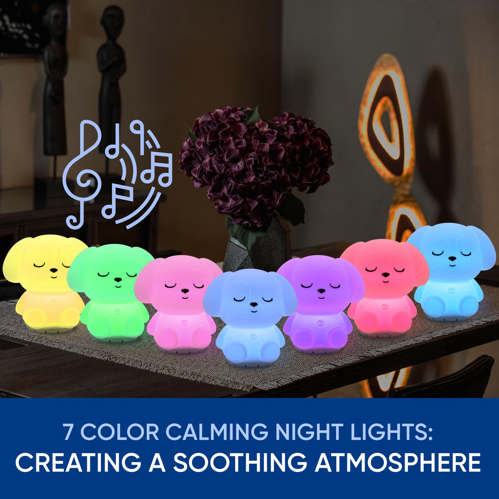 Mindfulness 'Breathing Puppy' | 4-7-8 Guided Visual Meditation Breathing Light | 3 in 1 Device with Night Light & Noise Machine for ADHD Anxiety Stress Relief Sleep - Gift for Kids Adult Women Men