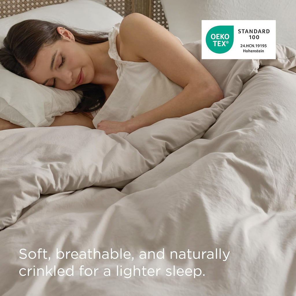Bedsure California King Duvet Cover - Soft Prewashed Cotton-Like Polyester, 104x98 Inches, Zipper Closure