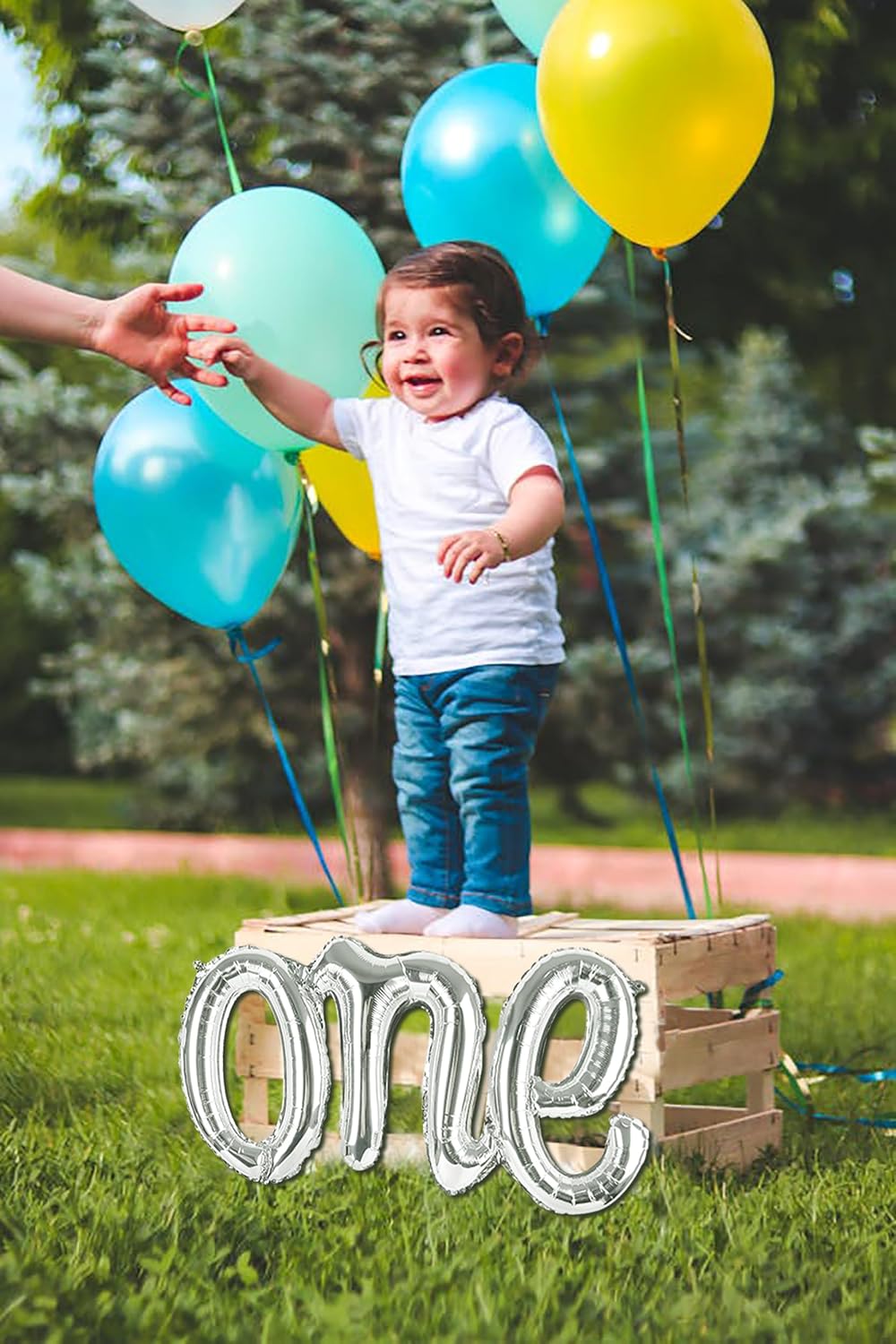 Silver One Balloons - 1st Birthday Decorations for Boys & Girls | Giant Number One Balloon