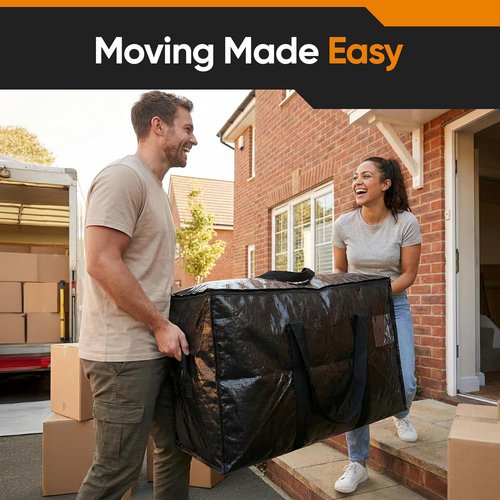 HOLDN’ STORAGE Extra Large Moving Bags - 10-Pack Heavy-Duty Reusable Totes with Zipper Lids | 30 & 45 Gallon