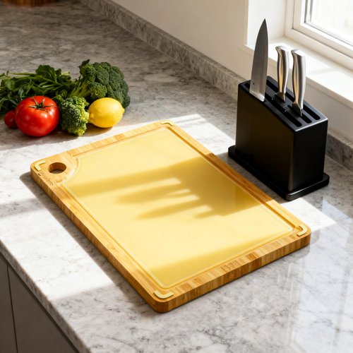 LANGBOHOS Non Toxic Cutting Board、Double Sided Cutting Board、Tempered Glass & Natural Bamboo Chopping Board with Juice Groove BPA Free Cutting Board (Medium-15"L x 10"W)