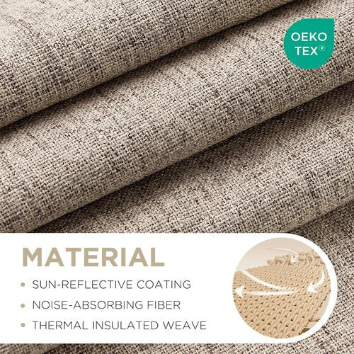 Joydeco Blackout Curtains - 100% Light Blocking Nature Linen Drapes, 84 Inch Long, 2 Panels Set