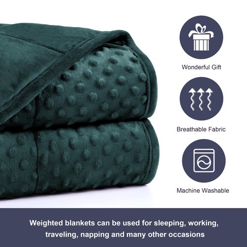 Alomidds Weighted Blanket, Luxury Velvet Weighted Blankets for Kids,Warm and Breathable Soft and Comfort Minky, Cute Heavy Blanket with Premium Glass Beads (41"x60" 7LBS, Green)